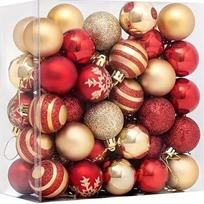 50 vnt. Auksinės Raudonos Sniego Senio Kalėdinės Eglutės Papuošalų Rinkinys Plastikiniai Naujų Metų Kabantys Pakabukai Kamuoliukai Kalėdinei Eglei Navidad Šventės Dekoravimui 4cm brown