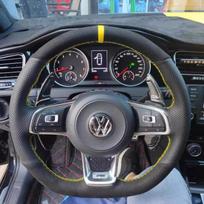 Pynimo natūralios odos automobilio vairo užvalkalas Volkswagen VW Golf R MK7 Golf 7 GTI VW Polo Scirocco 14-16 Daugkartinio naudojimo automobilio interjeras suede and leather