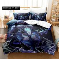 Anime Kawaii Girls Shylily Bedding Set Single Twin Full Queen King Size Bed Set Adult Kid Bedroom Duvet cover Sets Home Textiles EU Single 90x200cm gray