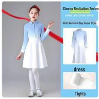 National Day Chorus Costume for Students: Poetry Recitation Dress for Elementary and High School Students 160cm white