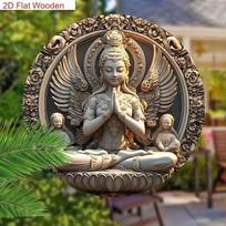 Buddha Metal Wall Art Hand Carved 2D Flat Sign Home Office Decor 20x20 įvairiaspalvis