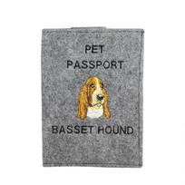 Basset Hound - Dog passport case, document case, gift for the traveller from the Art-Dog brand pilka spalva