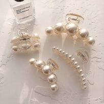Pearl Hair Claw,Styling Hair Clips Strong Hold Hair Jaw Clips, Big Hair Clips Barrettes Nonslip Birthday gift(4 Pack)