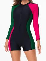 Women Long Sleeve Surfing Sport Swimsuit   Swimwear Rashguard Diving Clothes Bathing Swimming Bodysuit  2026 Long Sleeved One-piece Cycling Suit Set XL red