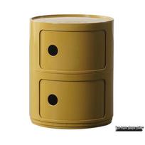 Šiaurietiško stiliaus apvalus baltas minimalistinis naktinis staliukas - Modernus mini plastikinis šoninis spintelė beige