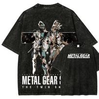 Hot game Metal Gear Solid V The Phantom Pain Anime Lover Washed Tshirt personality Clothes Oversized Unisex Couples hot product S black