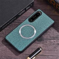 Dėklas Sony Xperia 1 VI 10Vi 10 5 1 V Iv 1 III Magnetinis For MagSafe Prabangus lino raštas Silikoninis galinis dangtelis Atsparus smūgiams buferis Xperia 5 IV 2022 žalia