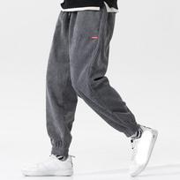 Baggy Corduroy Jogger Pants Men Tech Fleece Sweatpants Man Autumn Winter Casual Harem Pants Male Sport Thermal Trousers S gray