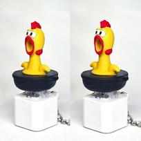 2PCS Screaming Chicken Keychain Sound Light Effect Press Button Stress Relief Fidget Toy Bag Pendant Novelty Birthday Gift yellow