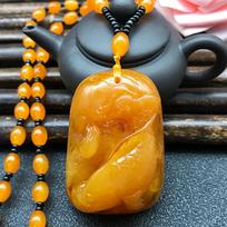 Old Beeswax Long Chain Fashionable Chicken Fat Yellow Amber Beeswax Pendant Water Drop Necklace 50cm (Necklace Size） gray