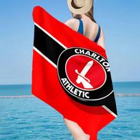 1PC Charlton FC Crest Beach Towel - Soft,  Absorbent Microfiber, Lightweight, Ideal for The Beach, Parties, Travel, Camping fan gifts 70cmx140cm(27x55inch)