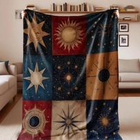 Astrologija Saulė Mėnulis Antklodė Antklodė Dangaus Senovinė Žvaigždė Mėnulis Boho Saulė Mėnulis Žvaigždės Antklodė Senovinė Antklodė 150cm*200cm black