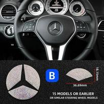 Automobilio vairo emblemos lipdukas Deimantiniai priedai Mercedes Benz AMG W205 W211 W212 W213 X253 W166 W167 W117 W247 W176 gray