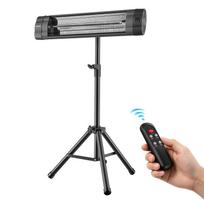 VEVOR Infraraudonasis šildytuvas 2500W Elektrinis patalpos šildytuvas su trikoju, nuotolinio valdymo pultu, juodas, 3 šildymo lygiai, skydelio valdymas, 24 valandų laikmatis, aukščiausios kokybės PP medžiaga