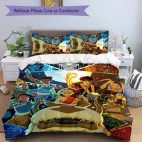 3pcs Avatar The Last Airbender pattern bedding set duvet cover set includes duvet cover &pillowcases, perfect all season bedroom decoration & gift 135cmx200cm white