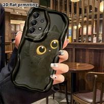 Phone case: 2D flat Samsung Galaxy A34 A35 M05 M06 S20 S22 S21 FE Plus 5G protective case, little black cat peeking, perfect Christmas and Halloween h