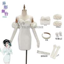 Sua Cosplay Kostiumas Perukas Anime Ateivis Scenos Cosplay Kostiumas Mikrofonas Balta Suknelė Auskarai Trumpi Juodi Plaukai Sua Cosplay Drabužiai S white
