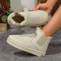 Moteriški plačios pėdos guminiai sniego batai, su pliušiniu pamušalu neslystantys ankle boots, žieminiai šilti ankle boots didmeninė prekyba 39 balta