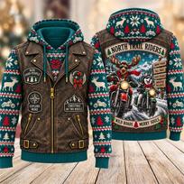 Kalėdiniai Biker Hoodie Kalėdų Senelis Elnias Motociklų Klubo Spaudinys Šventinis Megztinis Vintage Rider Žieminiai Gatvės Drabužiai Šventės Dovana 2XL gray