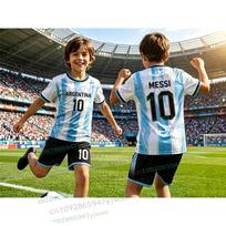 2026 Specialus Messi 10 Futbolo Džersis Marškinėliai Šortai Rinkinys Moterys Vyrai Harajuku Argentinos Gerbėjai Marškinėliai ir Šortai Vasaros Vaikams 2 dalių Rinkinys 100