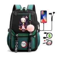 Demon Slayer Nezuko kuprinės vyrams Anime mokyklinė krepšys paaugliams Canvas nešiojamojo kompiuterio nugaros kuprinė moteriška kuprinė Anime Nezuko kuprinė