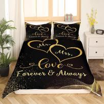 Mr Mrs Duvet Cover Set Funny Black Red Creative Twin Bedding Set Microfiber Love Man Mustache Woman Lip Romance Comforter Cover AU Single 140x210cm
