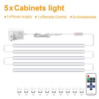 Sujungiama aliuminio LED šviesos juosta, pritemdoma, su RF nuotolinio valdymo pulteliu, vamzdelio juosta, „pasidaryk pats“, virtuvės, po spintelėmis, stalviršio, darbo stalo, spintos lempa 5PCS-40CM šilta balta spalva