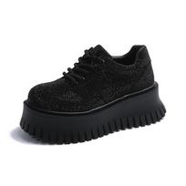 Moterų Batai Platforma Laisvalaikio Suvarstomi Cirkonio Akmenukai 7cm Kulnas Aukšti Batai Moterims Laisvalaikio Suknelė Madingi Blizgūs Zapatillas De Mujer 39 juoda