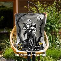 1 vnt. Jack Skellington, Sally Lauko flanelinis pledas Minkštas pliušinis dekoras iškyloms, stovyklavimui, miegamajam, žaidimų kambariui, puiki dovana, visų sezonų 80cm x 120cm gray
