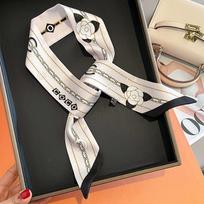 Luxury 5*85Cm Slender Model Temperament Small Scarf Long Silk Scarf Hair Band Women'S All-Match Double-Sided Streamer white