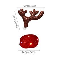 Christmas Car Decor Christmas with LED Light Funny Car Costume Decor Reindeer Antlers & Nose for Winter Holiday New Year Family brown brown