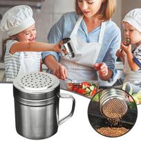 Stainless Steel Sprinkle Powder Mesh Shaker Powder Cans With Handle Seasoning Bottle For Spices Fine Salt Sugar Pepper Jar sidabras