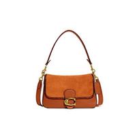 COACH Tabby 26 snap closure leather and suede and snakeskin hand-held shoulder bag women's brown ruda