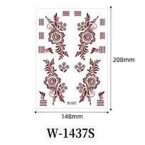 Cross Brown-Red Waterproof Mandala Henna Tattoo Sticker - Long-Lasting & Ethnic Style Temporary Lace Design 14.8x20.8cm gray