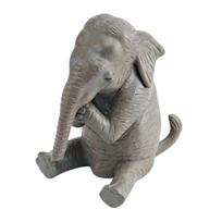 Hand Painted Elephant Model Figurine Realistic Animal Sculpture PVC Toy for Living Room Bedroom Office Decor 3194 gray