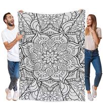 Mandala rašto suaugusiųjų spalvinimo pledas, itin minkštas, skirtas kūrybinei inspiracijai, snauslimui, svetainei, biurui, šiluma ir komfortas Size: 100*150cm, Weight: 280 GSM