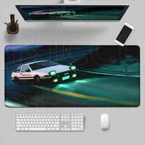 Anime Initial D Keyboard Mats Gaming Mouse Pad Non-slip Mausepad Large Office Deskmat Black and White Art Rubber Mice Pad Carpet 30cmx80cm(11.8x31.5inch) blue