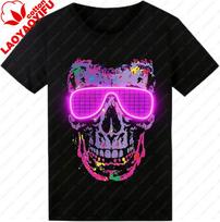 Garso aktyvuojami LED marškinėliai Šviečiantys tamsoje Marškinėliai su šviesomis Unisex Neoniniai marškinėliai Rave Šviečiančiam vakarėliui Koncertui Helovinui S purple