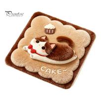 Soft Desk Chair Cushion Plush Animal Pad, Square Cozy Seat Cushion, Cute Puppy Cat Pattern, 15.8 x Inch with Non-Slip Backing for Dining Office 40x40cm L beige