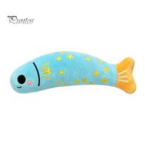 Interactive Cat Toys for Exercise Catnip Fish Toy, Squeaky Linen Chew Boredom Relief Kitten Kicker Toy Indoor Cats Biting Kicking Filled Pillow mėlyna