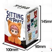 Genuine Jujutsu Kaisen Cat Sitting Party Blind Box Cute Anime Figure Ornament Collectible Yuji Itadori Fan Gift with box black