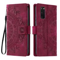 for Samsung Galaxy S20,S20 FE Mandala Embossed PU Leather Flip Wallet Phone Case Galaxy S20 FE raudona