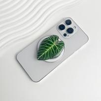 Tropical Leaf Socket Phone Grip Holder for Magsafe IPhone Mac Samsung Safe Ring Finger Expanding Stand Phone Fashion Decoration white
