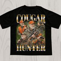 Cougar Hunter Meme T-Shirt,Funny Hunting Gift,Gen Z Gag Gift,Edgy Meme Graphic Tee,Cursed Meme Shirt,Cringy Shirts,Stupid Meme Shirt 2XL gray