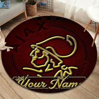 AFC Ajax Custom Name Round Area Rug,Carpet Rug for Living Room Bedroom Sofa Playroom Decor,Non-slip Floor Mat 80cmx80cm brown