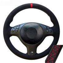 For BMW E46 M3 E39 330i 540i 525i 530i 330Ci 2001 2002 2003 Hand Sewing Car Steering Wheel Cover Braid Soft Suede Leather Trim Red thread