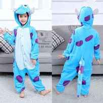 Vaikų Sully Mike kostiumai Mielas juokingas Helovino kombinezonas Berniukams mergaitėms Kigurumi pižama Anime apranga Žieminis kombinezonas Šiltas flanelinis kostiumas 8T(fit 115-124cm) mėlyna