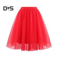 Moteriškas retro stiliaus baleto sijonas Elastingas aukštu juosmeniu 3 sluoksnių tiulio apatinis sijonas šokių sijonas Carnaval Cosplay Tutu sijonas XXL raudona