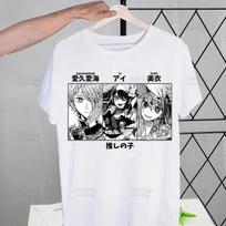 Oshi No Ko Anime Marškinėliai Vasaros Vyriški Juokingi Spaudiniai Ai Hoshino Ai Ruby Akane Marškinėliai Streetwear T-shirt Trumpomis Rankovėmis Marškinėlis Viršus M white