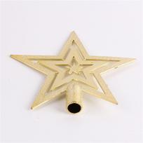 Auksinė penkiakampė žvaigždė Kalėdų eglutės viršūnė ir papuošalai 10cm Silver Star beige